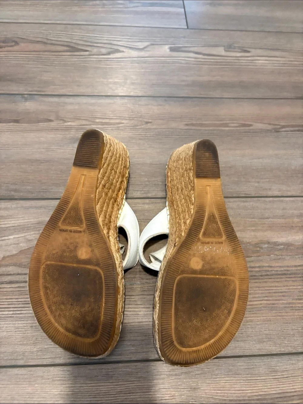 Burberry White Leather Plaid-Insole Espadrille Wedge Sandal